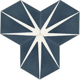 Avente Mission Mystic Star Navy 8 inch Hexagon Cement Tile Grouping