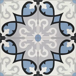 Avente Mission Sanctuary Sky Blue Encaustic Cement Tile Quarter Design