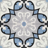 Avente Mission Sanctuary Sky Blue Encaustic Cement Tile Quarter Design