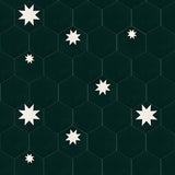 Avente Mission Star Melange and Plain Black 8" Hexagon Cement Tile Rug