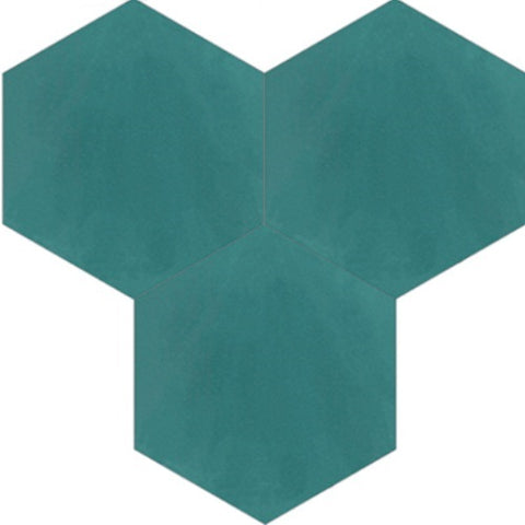 Mission Turquoise 8" Hexagon Cement Tile Grouping