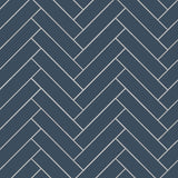 Avente Mission Navy 2"x8" Cement Tile Herringbone Rug