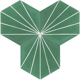 Three Tile Grouping: Mission Bakery Hexagonal Encaustic Cement Tile 8"x9" in Dark Green (Vert Fonce) and White