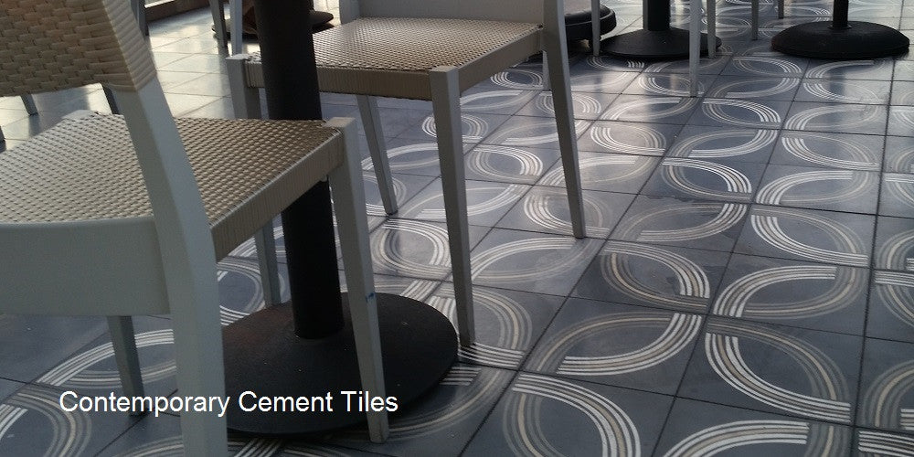 Cement Tile in Contemporary Patterns with Clean Lines Provide a Modern Look