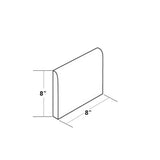 Mission 8"x8" Surface Bullnose Cement Tile Line Drawing with Dimensions