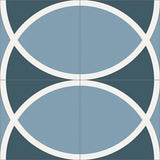 Mission Adrianna Blue 6"x6" Encaustic Cement Tile Quarter Design