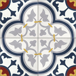 Mission Roseton Ajacci 8"x8" Encaustic Cement Tile quarter Design