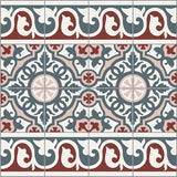 Mission Alcala Border Blue with Amalia 01 8"x8" cement tile wainscot design