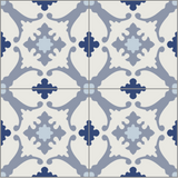 Mission Alegre Azul 4"x4" Encaustic Cement Tile Quarter Design