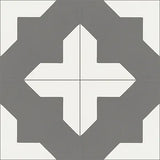 Mission Alhambra Charcoal 8"x8" Encaustic Cement Tile Quarter Design
