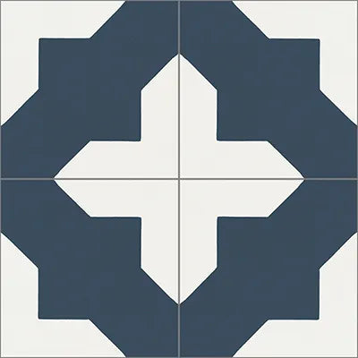 Mission Alhambra Navy 8"x8" Encaustic Cement Tile Quarter Design