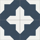Mission Alhambra Navy 8"x8" Encaustic Cement Tile Quarter Design