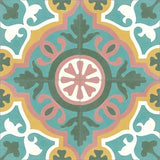Mission Amalia Aqua 6"x6" Encaustic Cement Tile Quarter Design