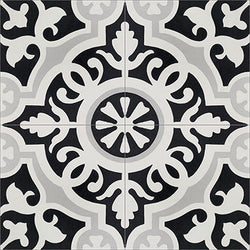 Mission Amalia Black 6"x6" Encaustic Cement Tile Quarter Design