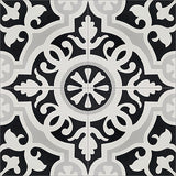 Mission Amalia Black 6"x6" Encaustic Cement Tile Quarter Design