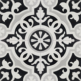 Mission Amalia Black 6"x6" Encaustic Cement Tile Quarter Design