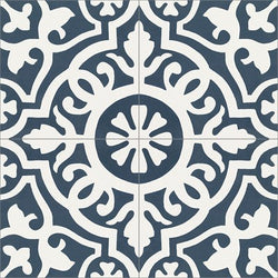 Mission Amalia Navy 6"x6" Encaustic Cement Tile Quarter Design