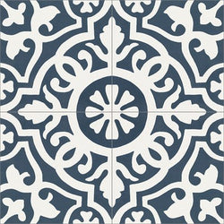 Mission Amalia Navy 6"x6" Encaustic Cement Tile Quarter Design