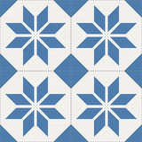 Mission Antique Star Blue 8"x8" Encaustic Cement Tile QuarterDesign