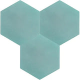 Mission Aqua 8" Hexagon Encaustic Cement Tile Grouping