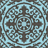 Mission Artemisa Caribbean Blue 8"x8" Encaustic Cement Tile Quarter Design