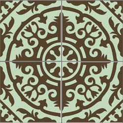 Mission Artemisa Vert Clair 8 inch x 8 inch Encaustic Cement Tile Quarter Design