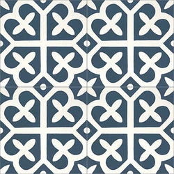 Mission Avignon Navy 8"x8" Encaustic Cement Tile Quarter Design