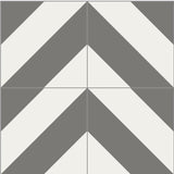 Mission Barberpole Charcoal 8"x8" Encaustic Cement Tile Quarter Design
