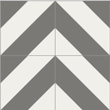 Mission Barberpole Charcoal 8"x8" Encaustic Cement Tile Quarter Design