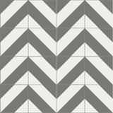 Mission Barberpole Charcoal 8"x8" Encaustic Cement Tile Chevron Rug Layout