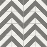 Mission Barberpole Charcoal 8"x8" Encaustic Cement Tile Chevron Rug Layout