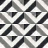 Mission Barberpole Charcoal 8"x8" Encaustic Cement Tile Rug Detail with Classic Barberpole 