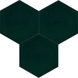 Mission Black 8" Hexagon Encaustic Cement Tile Grouping