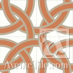 Mission Bouloud A 8"x8" Encaustic Cement Tile Quarter Design
