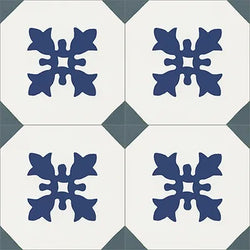 Mission Cadiz Blue 6"x6" Encaustic Cement Tile Quarter Design