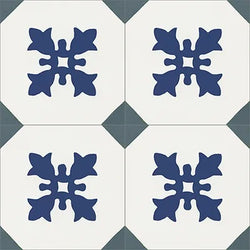 Mission Cadiz Blue 6"x6" Encaustic Cement Tile Quarter Design