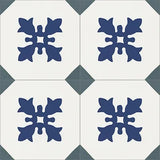 Mission Cadiz Blue 6"x6" Encaustic Cement Tile Quarter Design