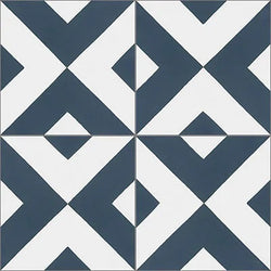 Mission Checkered Navy 8"x8" Encaustic Cement Tile Quarter Design