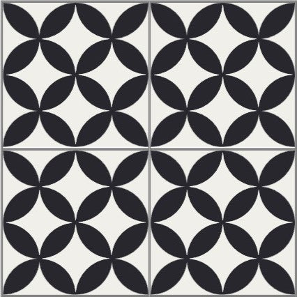 Mission Circles C 8"x8" Encaustic Cement Tile Quarter Design
