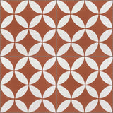 Mission Circles Terracotta 8"x8" Encaustic Cement Tile Quarter Design