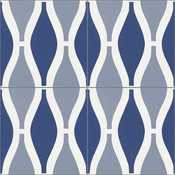 Mission Contempo Sea Breeze Blue 8"x8" Encaustic Cement Tile Quarter Design