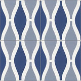 Mission Contempo Sea Breeze Blue 8"x8" Encaustic Cement Tile Quarter Design