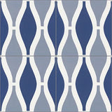 Mission Contempo Sea Breeze Blue 8"x8" Encaustic Cement Tile Quarter Design