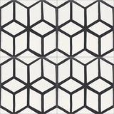 Mission Contempo Seadune White 8"x8" Encaustic Cement Tile Quarter Design