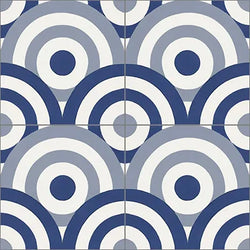 Mission Contempo Sunset Blue 8"x8" Encaustic Cement Tile Quarter Design