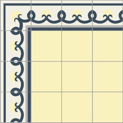 Mission Cox Border and Corner in Cozy Colorway 8"x8" Encaustic Cement Tile Lahout