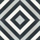 Mission Diagonal Stripes 4 8"x8" Encaustic Cement Tile Quarter Design