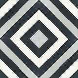 Mission Diagonal Stripes 4 8"x8" Encaustic Cement Tile Quarter Design