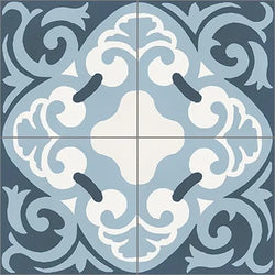 Mission Espanola Blue 8"x8" Encaustic Cement Tile Quarter Design