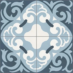 Mission Espanola Blue 8"x8" Encaustic Cement Tile Quarter Design